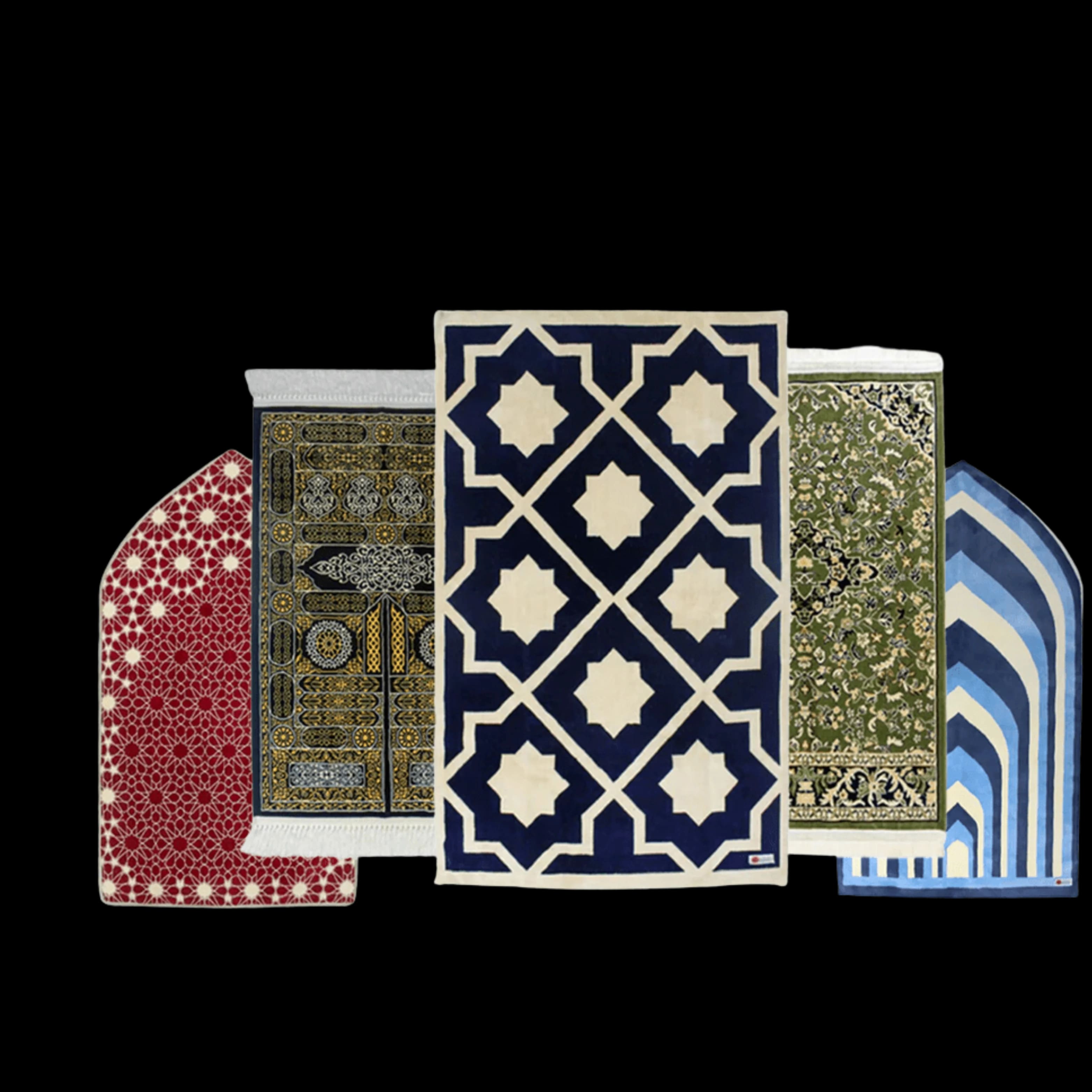 Rawdat Al-Haramain Prayer Mat with Handbag - Blue product and export visual